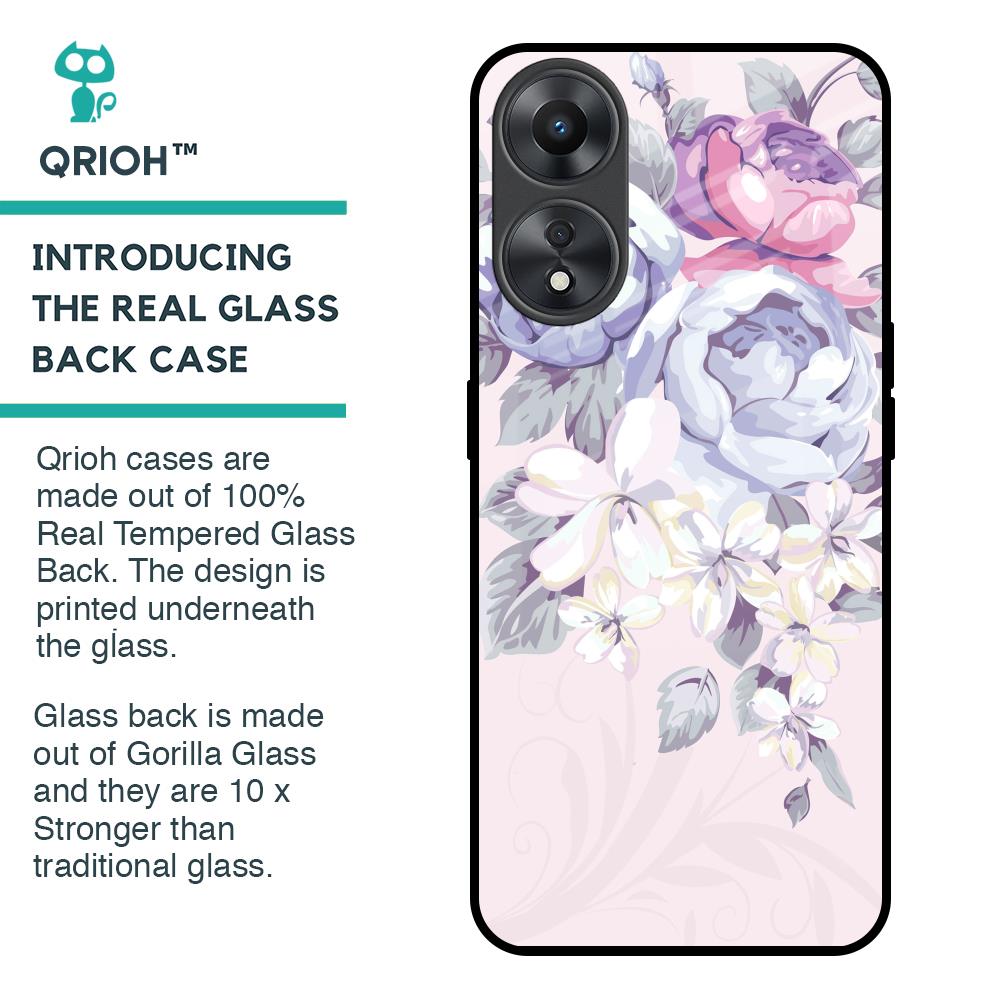 Elegant Floral Glass Case for Oppo A58 5G