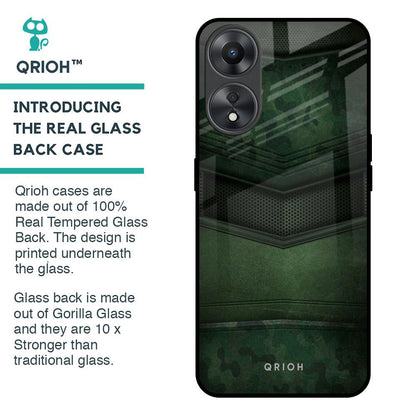 Green Leather Glass Case for Oppo A58 5G