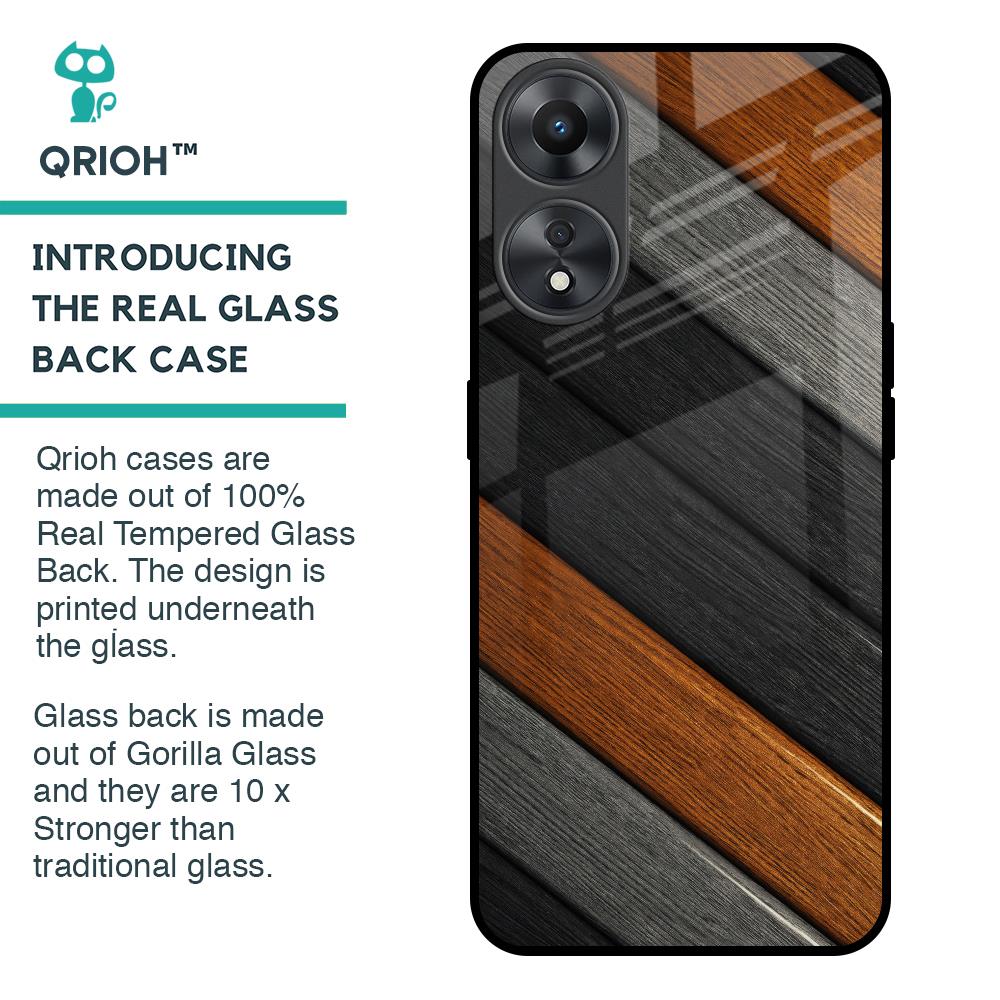 Tri Color Wood Glass Case for Oppo A58 5G