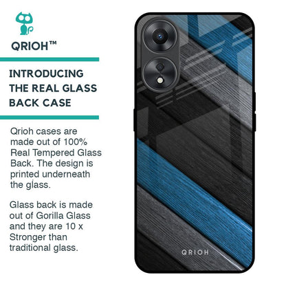 Multicolor Wooden Effect Glass Case for Oppo A58 5G