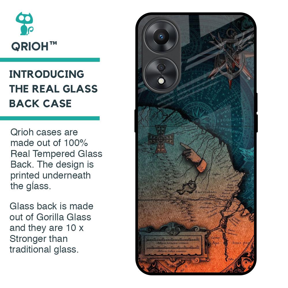 Geographical Map Glass Case for Oppo A58 5G