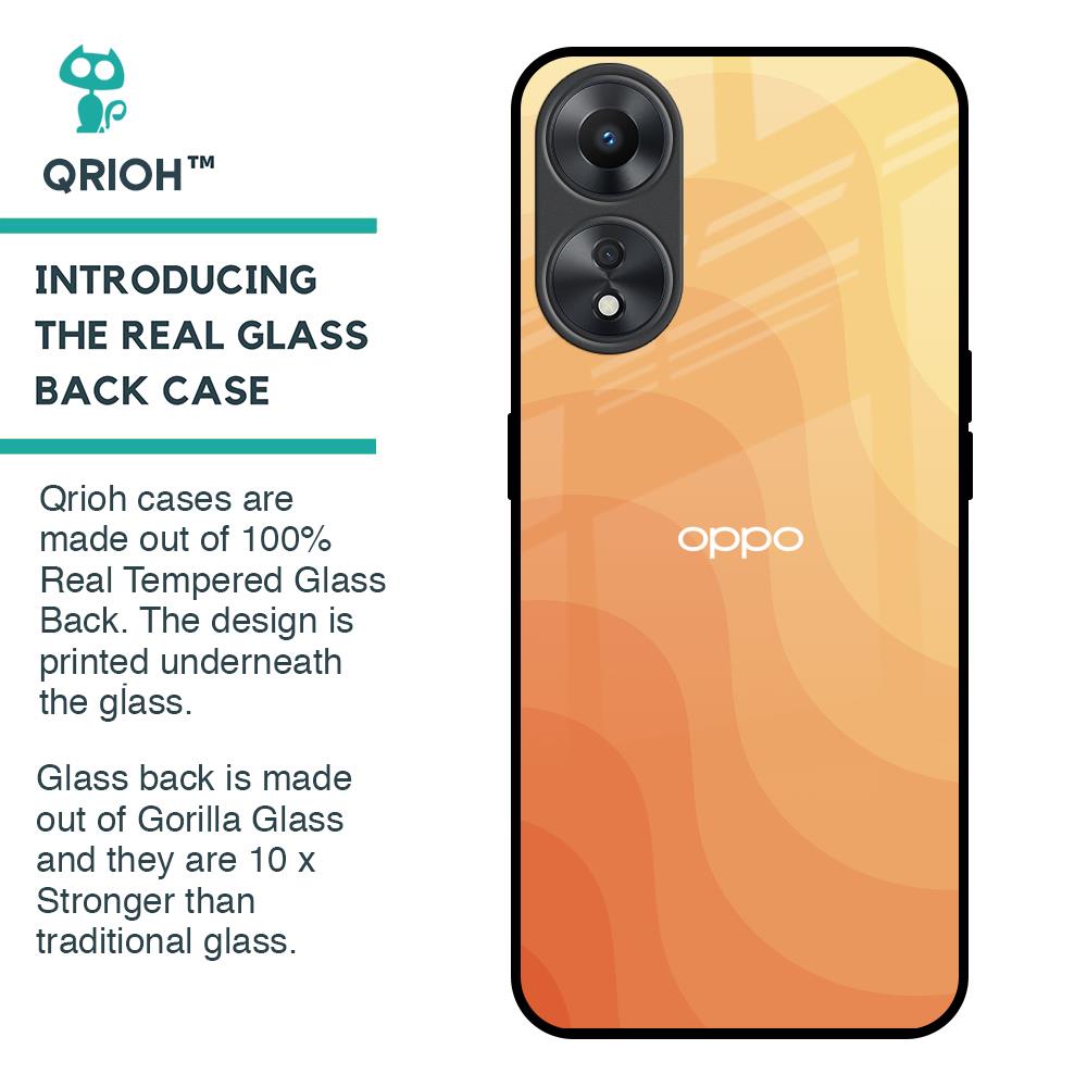 Orange Curve Pattern Glass Case for Oppo A58 5G
