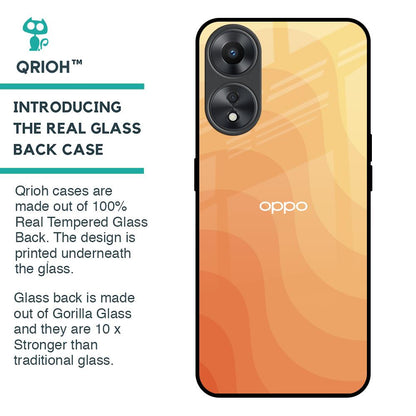 Orange Curve Pattern Glass Case for Oppo A58 5G