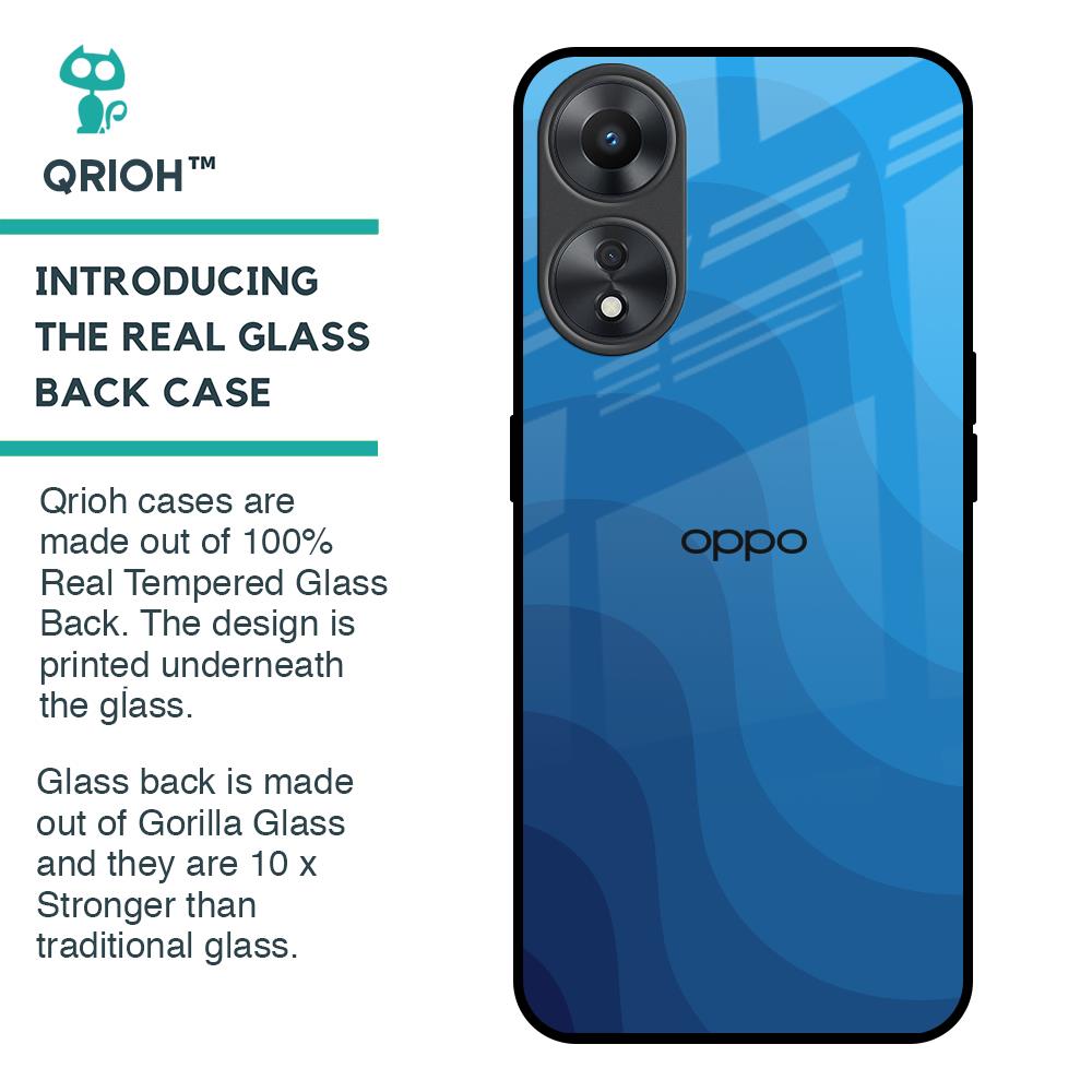 Blue Wave Abstract Glass Case for Oppo A58 5G