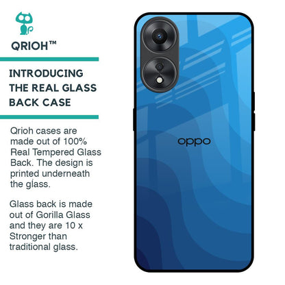 Blue Wave Abstract Glass Case for Oppo A58 5G