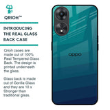 Green Triangle Pattern Glass Case for Oppo A58 5G