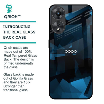 Polygonal Blue Box Glass Case For Oppo A58 5G