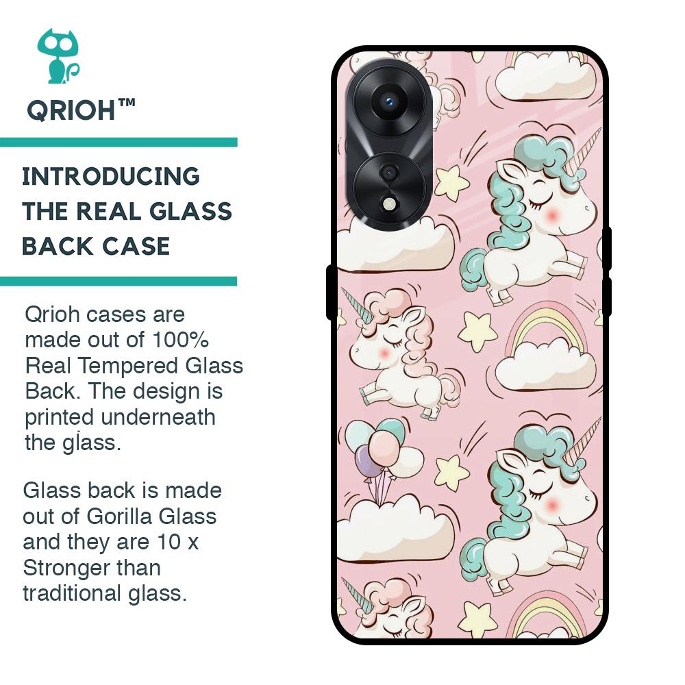 Balloon Unicorn Glass case for Oppo A58 5G