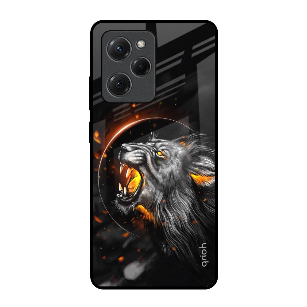 Aggressive Lion Poco X5 Pro 5G Glass Back Cover Online