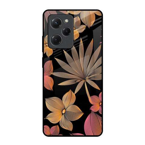 Lines Pattern Flowers Poco X5 Pro 5G Glass Back Cover Online