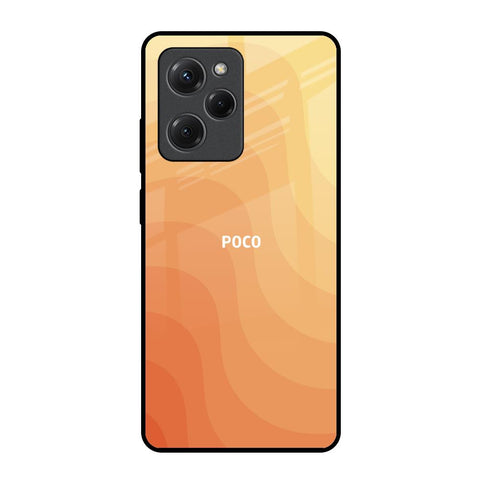 Orange Curve Pattern Poco X5 Pro 5G Glass Back Cover Online