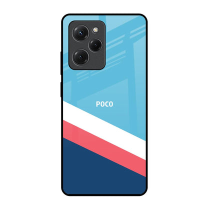 Pink & White Stripes Poco X5 Pro 5G Glass Back Cover Online