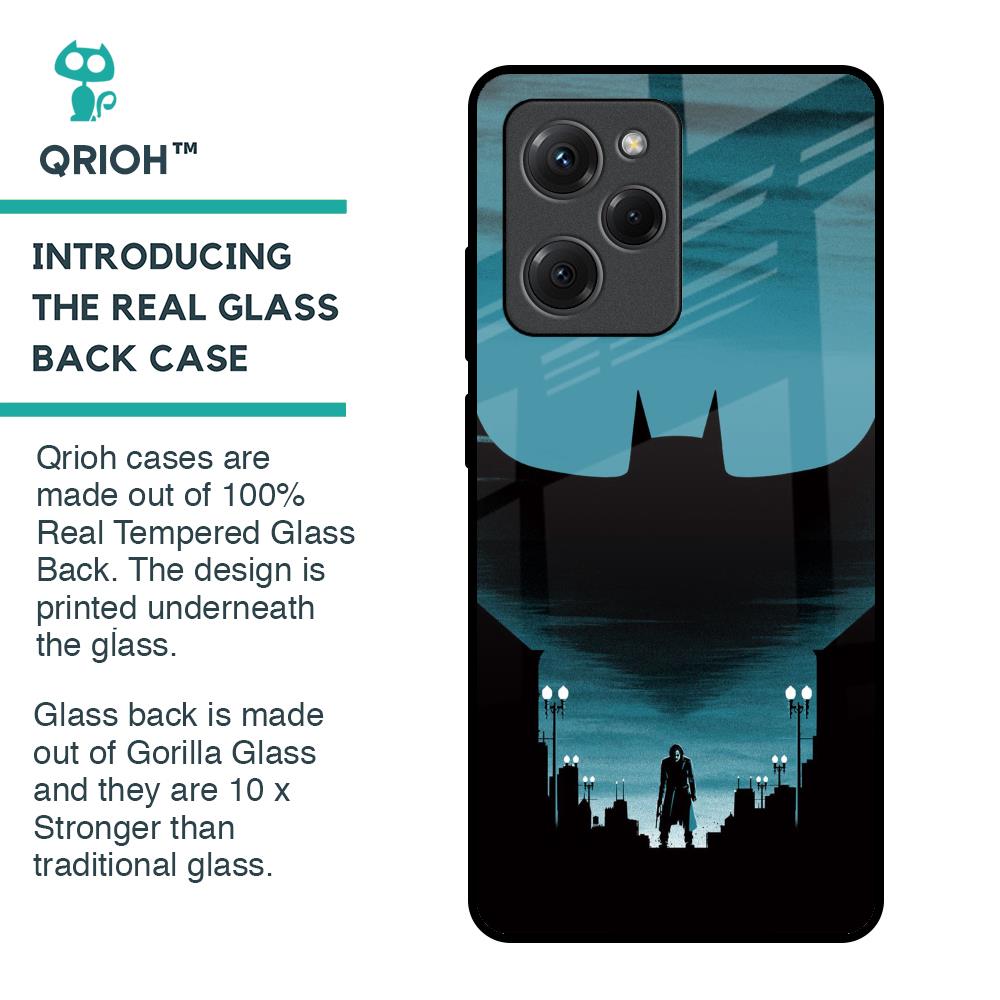 Cyan Bat Glass Case for Poco X5 Pro 5G