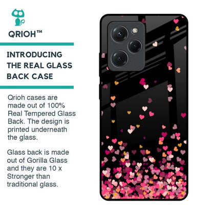 Heart Rain Fall Glass Case For Poco X5 Pro 5G