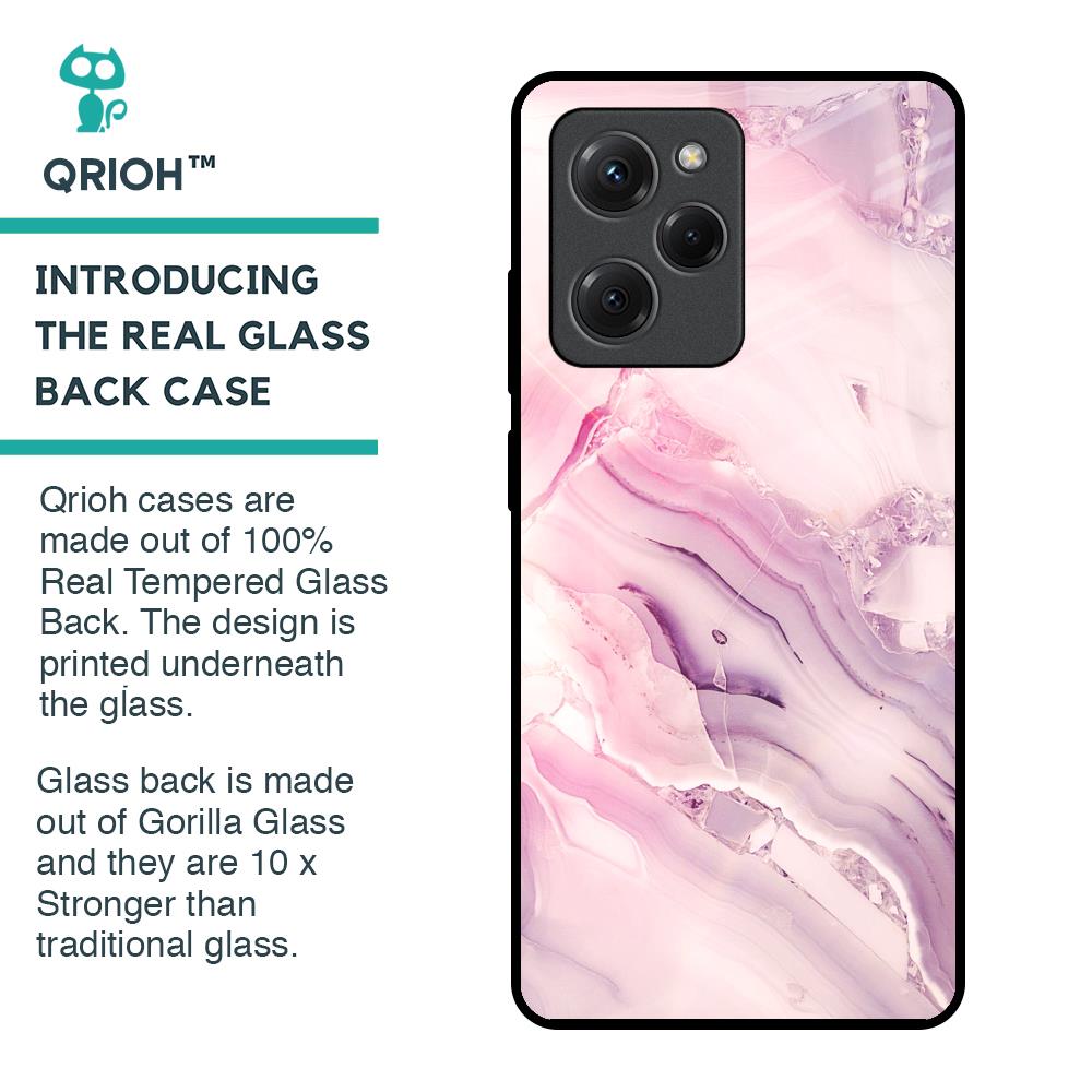 Diamond Pink Gradient Glass Case For Poco X5 Pro 5G