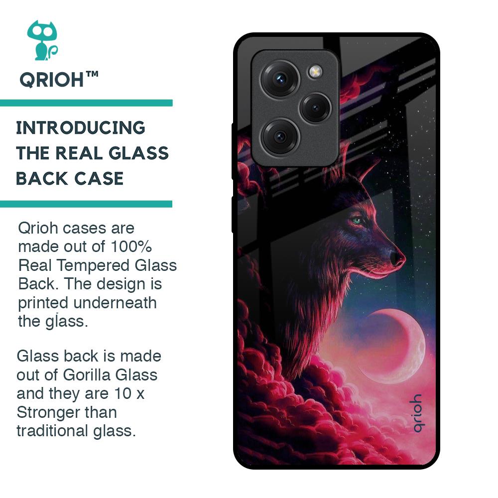 Moon Wolf Glass Case for Poco X5 Pro 5G