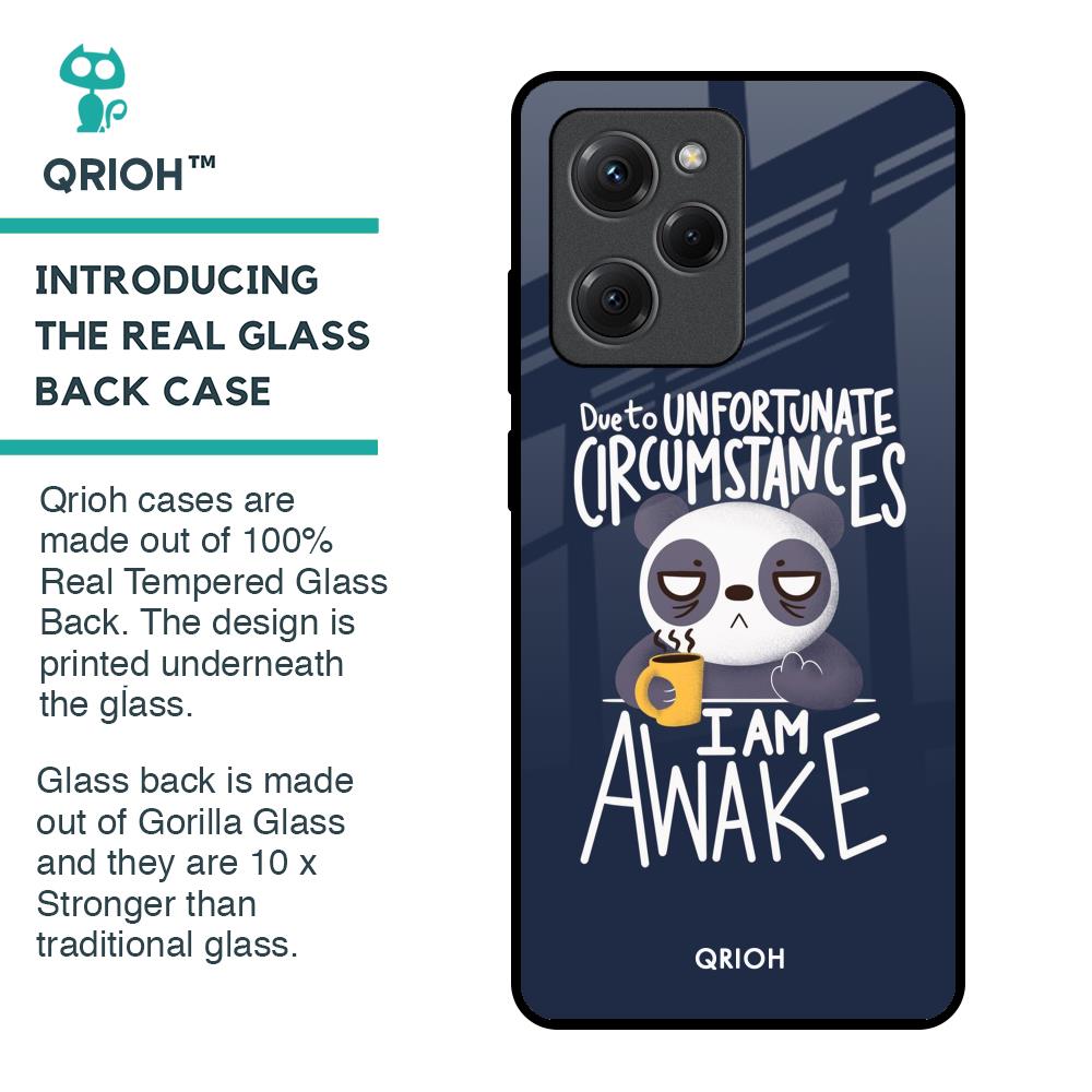 Struggling Panda Glass Case for Poco X5 Pro 5G