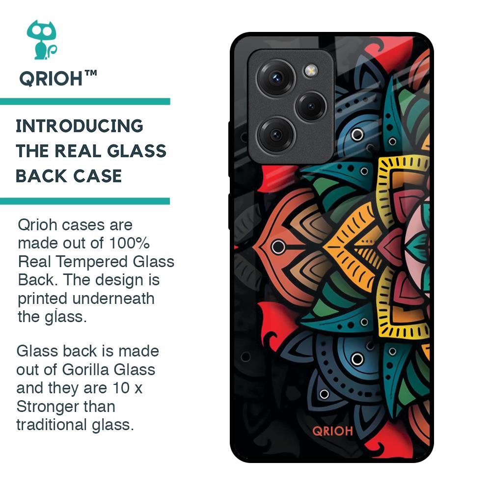Retro Gorgeous Flower Glass Case for Poco X5 Pro 5G