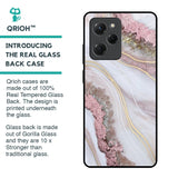 Pink & Gold Gllitter Marble Glass Case for Poco X5 Pro 5G