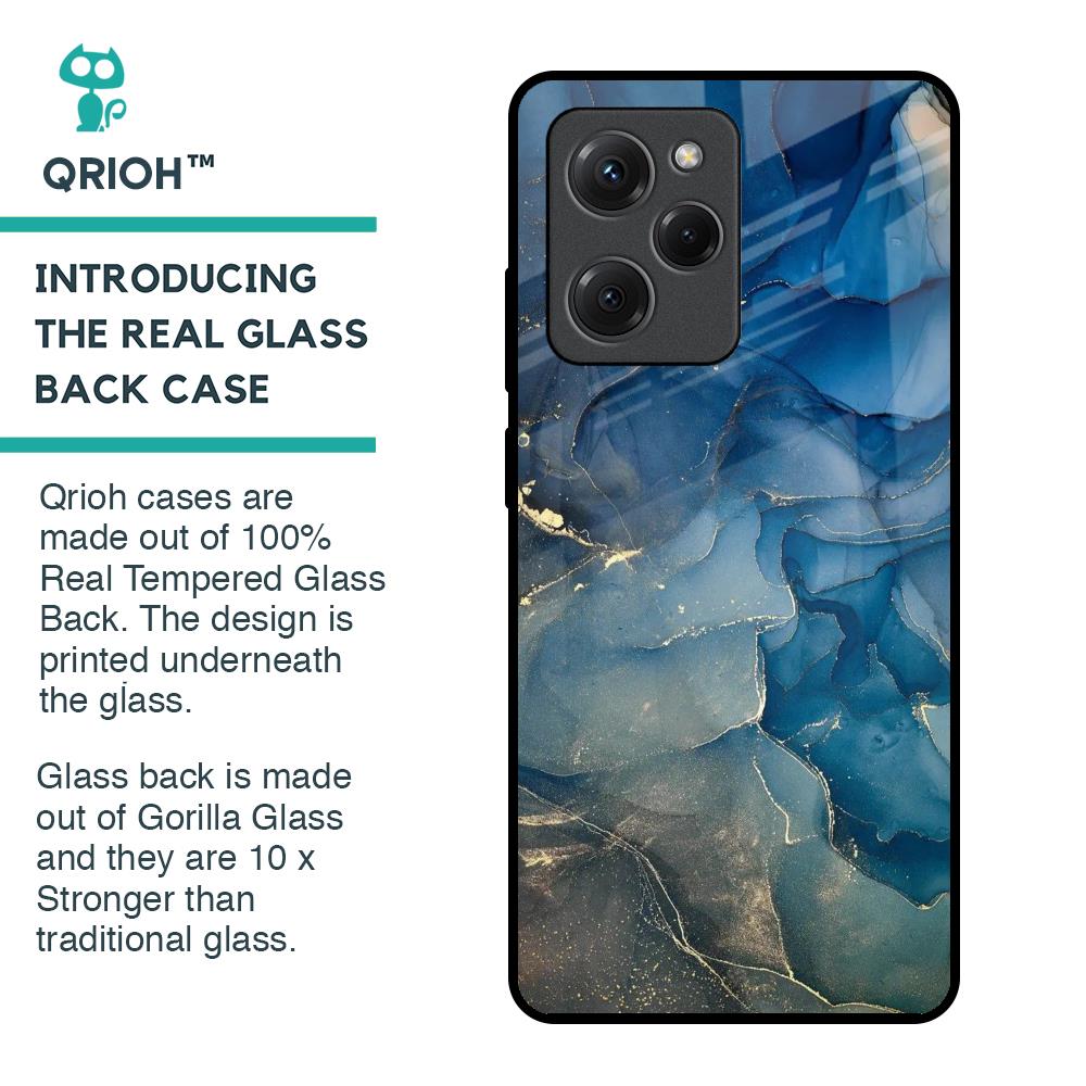 Blue Cool Marble Glass Case for Poco X5 Pro 5G