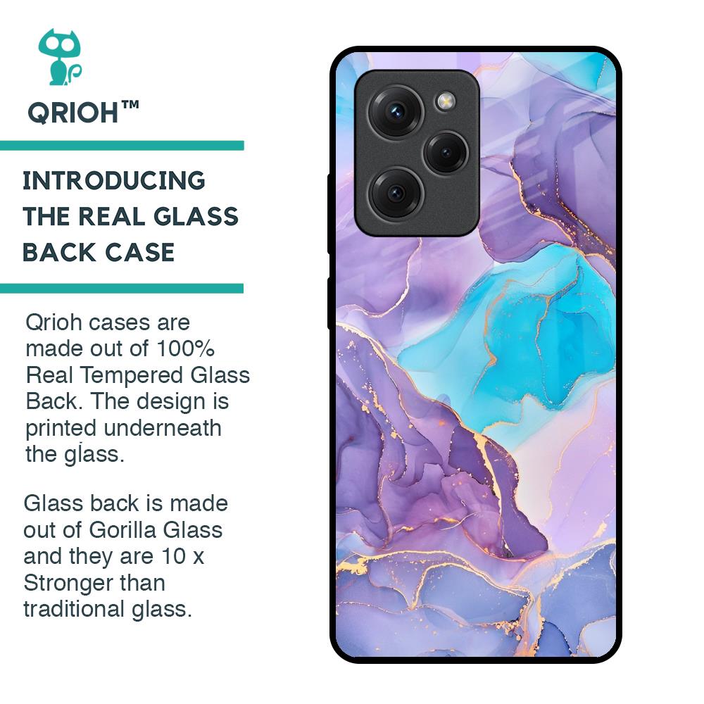 Alcohol ink Marble Glass Case for Poco X5 Pro 5G