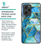 Turquoise Geometrical Marble Glass Case for Poco X5 Pro 5G