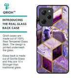 Purple Rhombus Marble Glass Case for Poco X5 Pro 5G