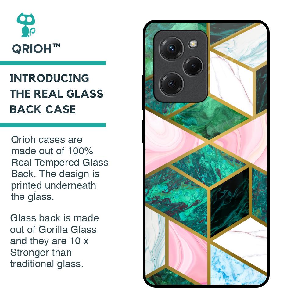 Seamless Green Marble Glass Case for Poco X5 Pro 5G