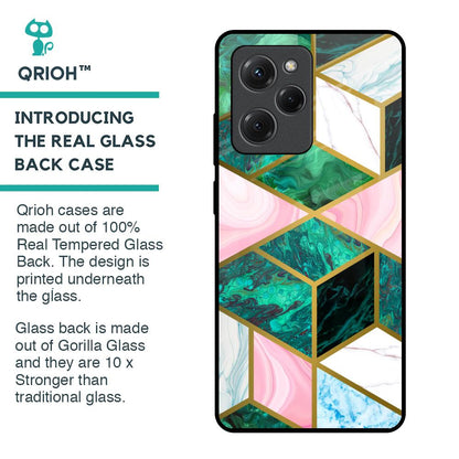 Seamless Green Marble Glass Case for Poco X5 Pro 5G