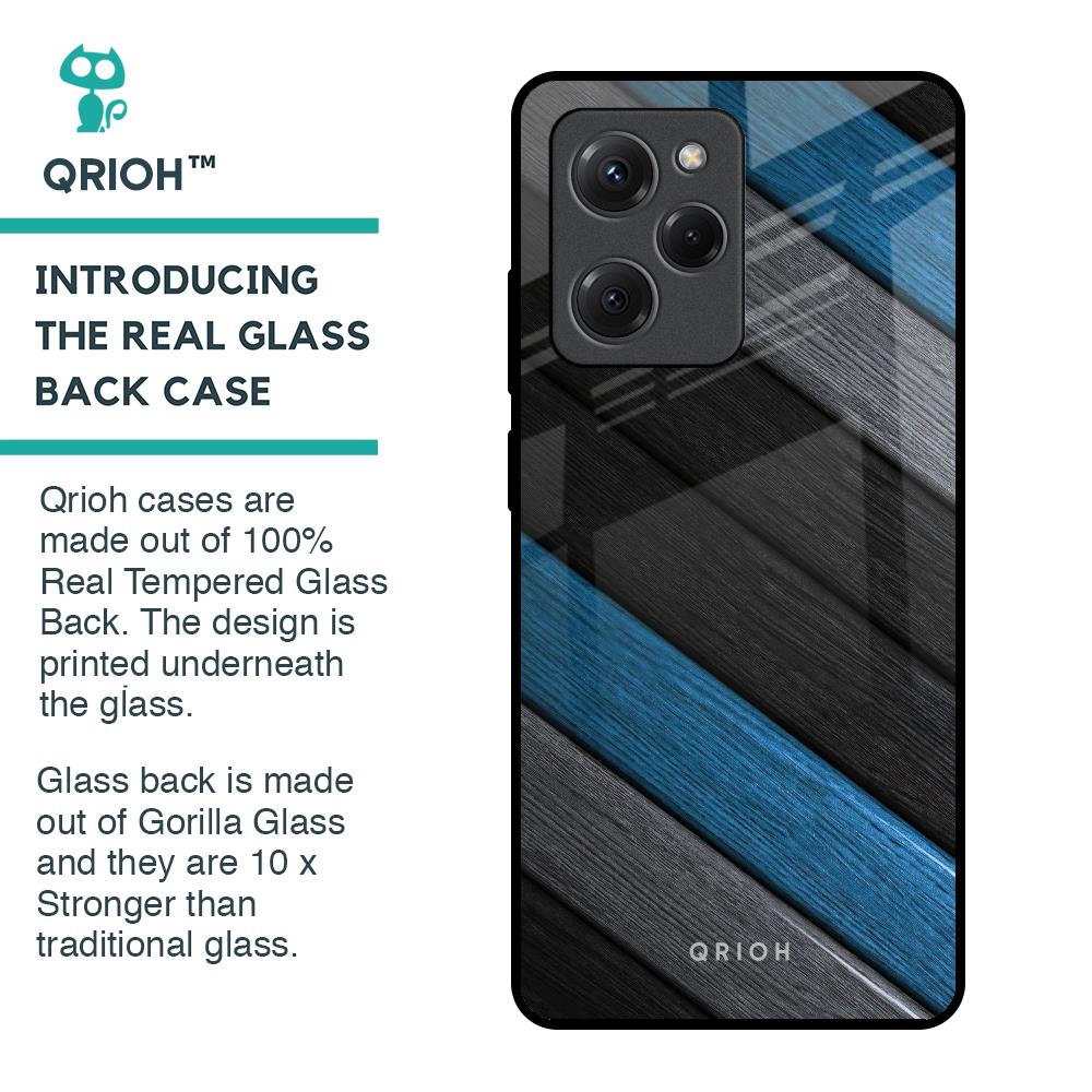 Multicolor Wooden Effect Glass Case for Poco X5 Pro 5G