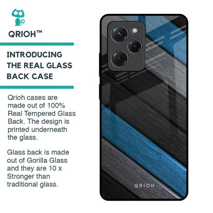 Multicolor Wooden Effect Glass Case for Poco X5 Pro 5G