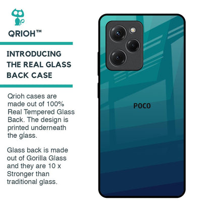 Green Triangle Pattern Glass Case for Poco X5 Pro 5G