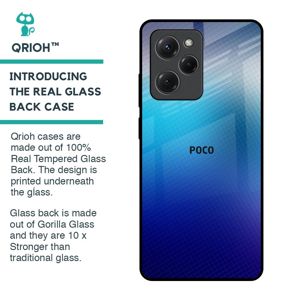 Blue Rhombus Pattern Glass Case for Poco X5 Pro 5G