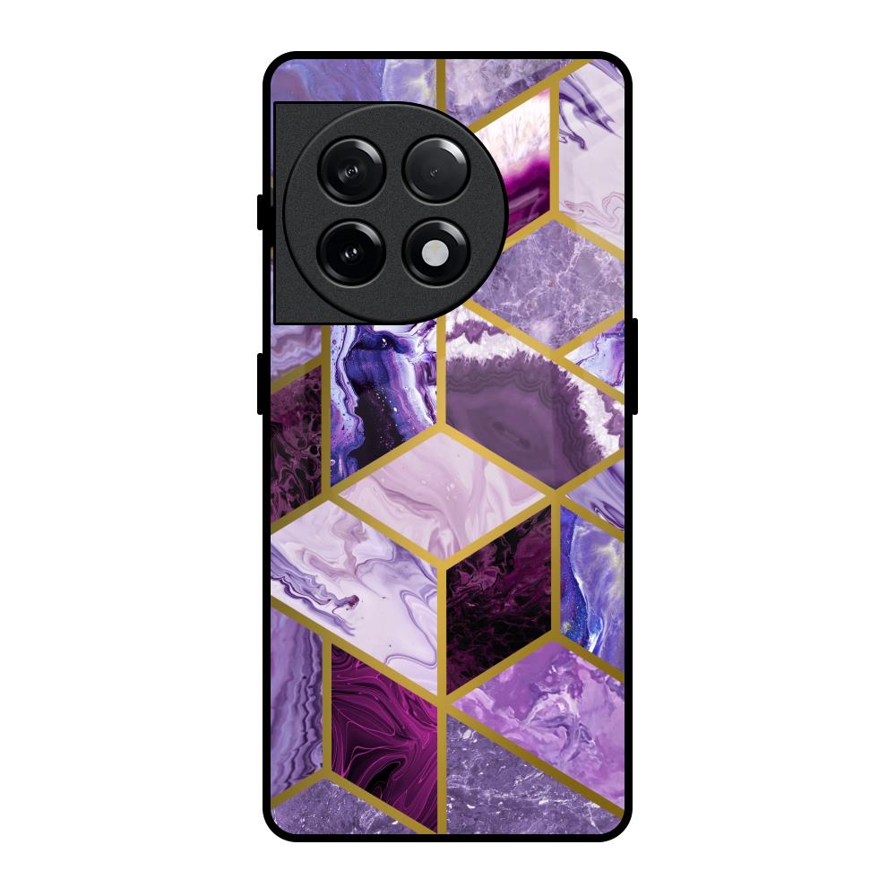 Purple Rhombus Marble OnePlus 11R 5G Glass Back Cover Online