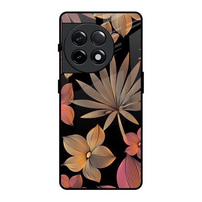Lines Pattern Flowers OnePlus 11R 5G Glass Back Cover Online