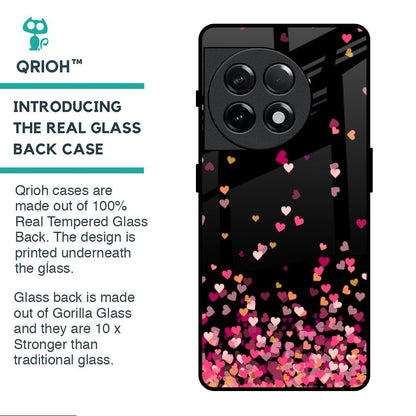 Heart Rain Fall Glass Case For OnePlus 11R 5G