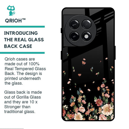 Floating Floral Print Glass Case for OnePlus 11R 5G