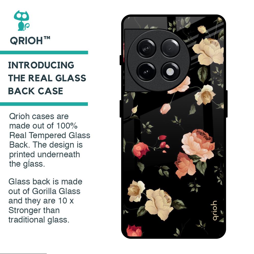 Black Spring Floral Glass Case for OnePlus 11R 5G
