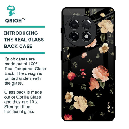 Black Spring Floral Glass Case for OnePlus 11R 5G