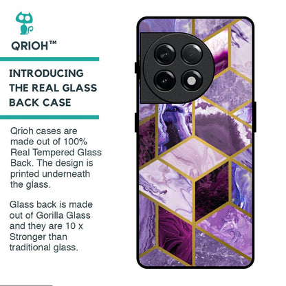 Purple Rhombus Marble Glass Case for OnePlus 11R 5G