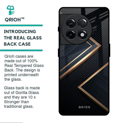 Sleek Golden & Navy Glass Case for OnePlus 11R 5G