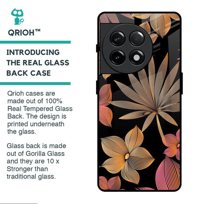 Lines Pattern Flowers Glass Case for OnePlus 11R 5G