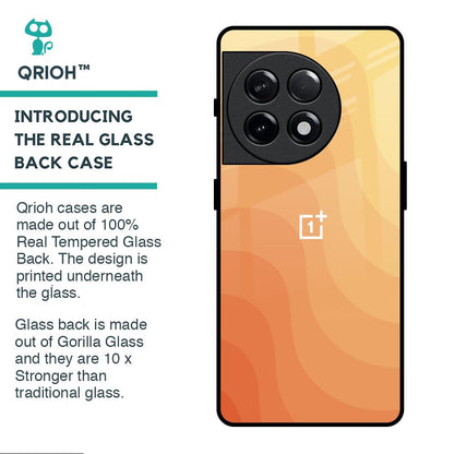 Orange Curve Pattern Glass Case for OnePlus 11R 5G