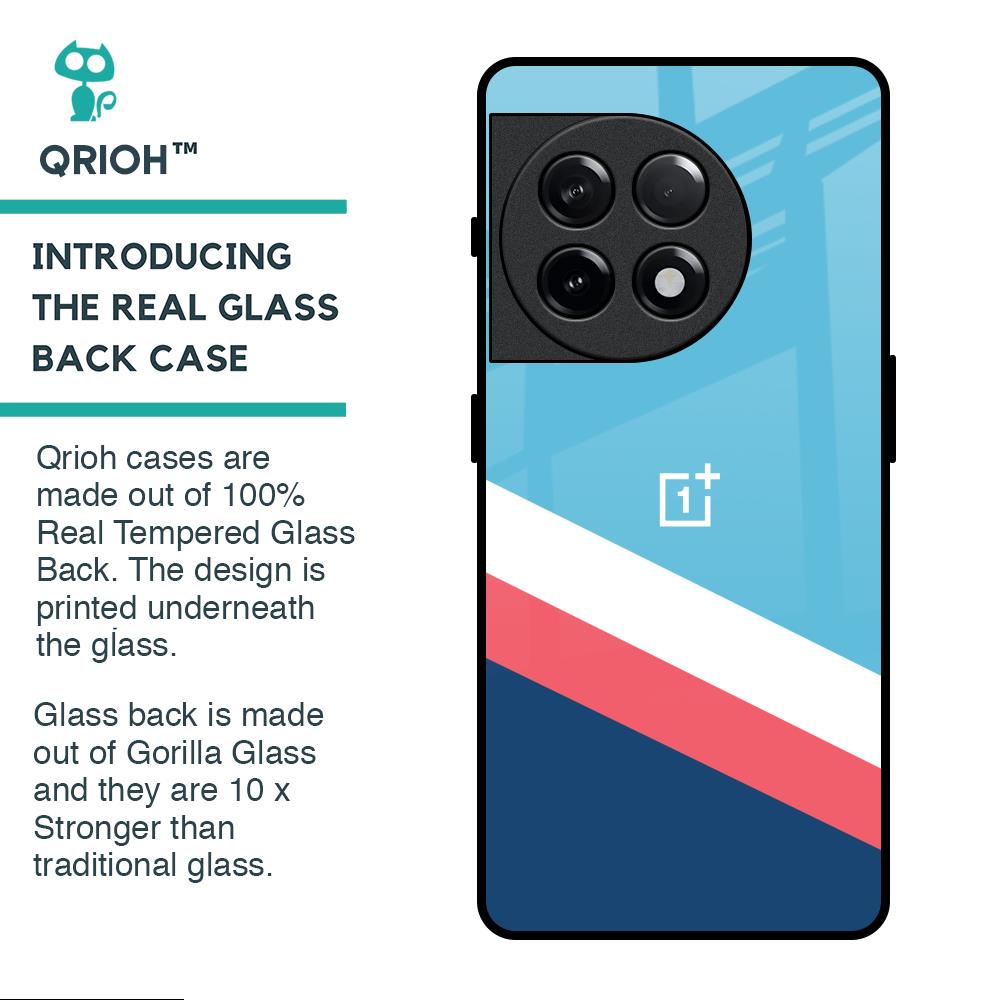 Pink & White Stripes Glass Case For OnePlus 11R 5G