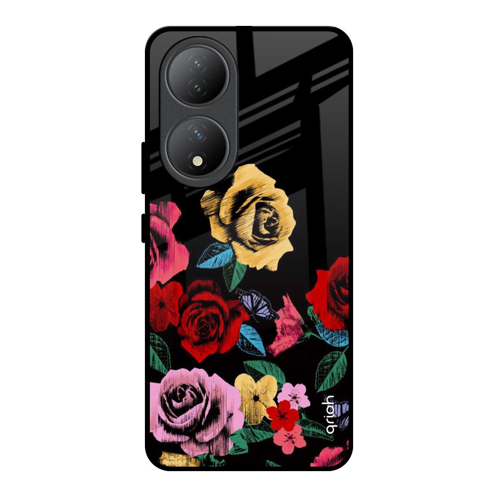 Floral Decorative Vivo Y100 5G Glass Back Cover Online