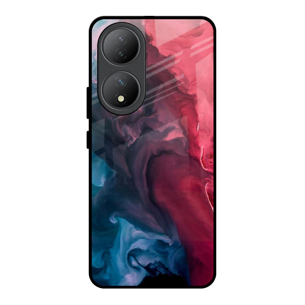 Blue & Red Smoke Vivo Y100 5G Glass Back Cover Online