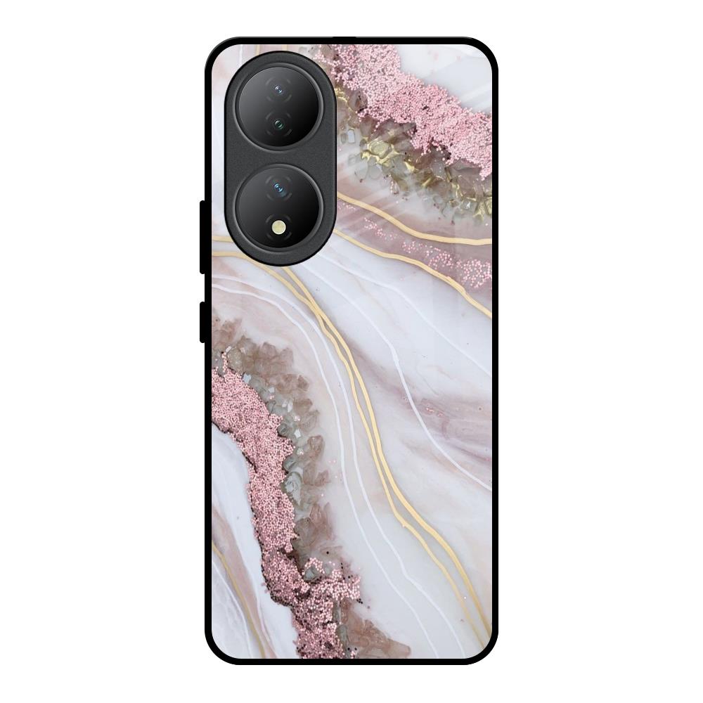 Pink & Gold Gllitter Marble Vivo Y100 5G Glass Back Cover Online