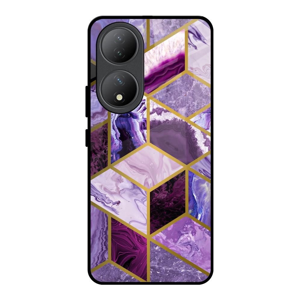Purple Rhombus Marble Vivo Y100 5G Glass Back Cover Online