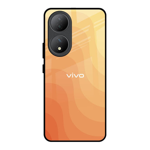Orange Curve Pattern Vivo Y100 5G Glass Back Cover Online