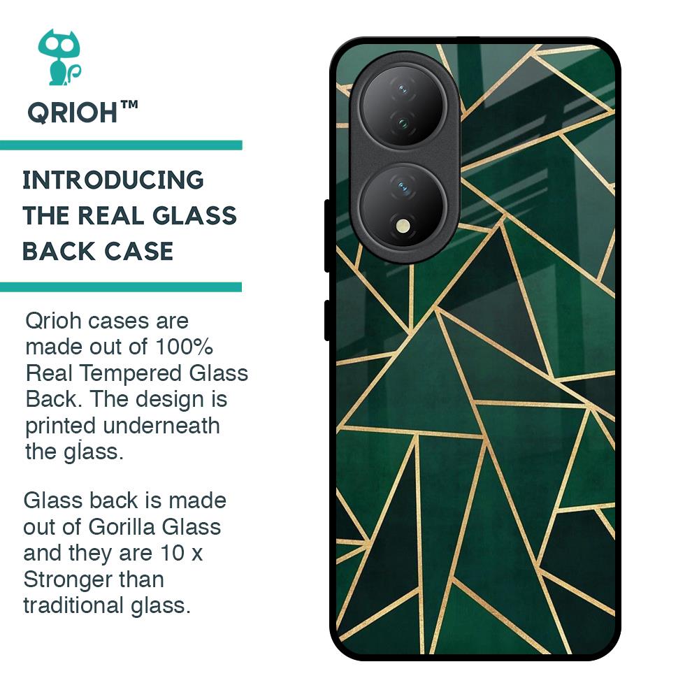 Abstract Green Glass Case For Vivo Y100 5G
